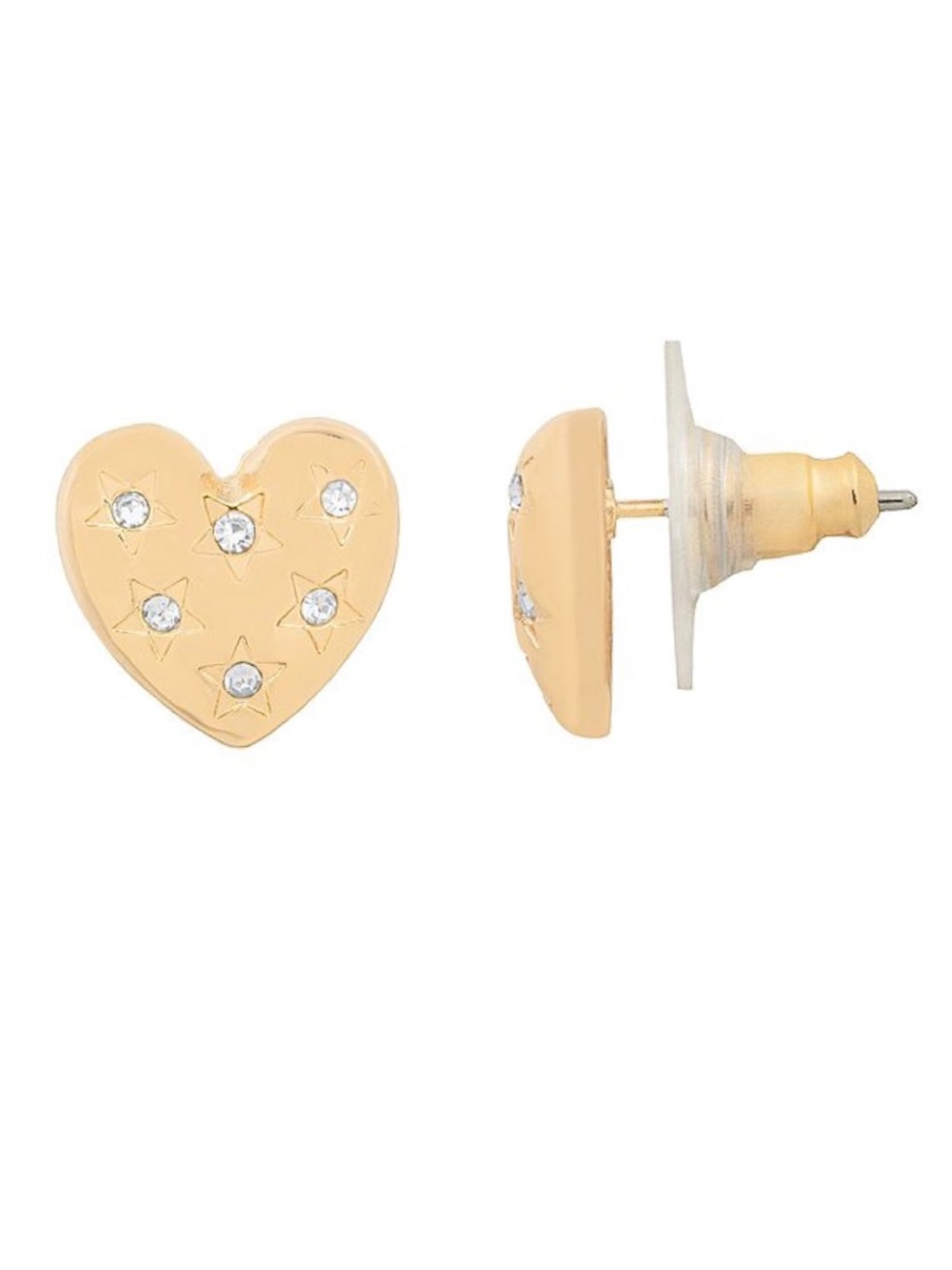 LC Lauren Conrad Gold-Tone Star Spangled Heart Button Earrings (NWT)